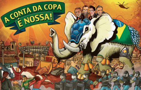 Detalhe da embalagem do jogo "A Conta da Copa é Nossa!".