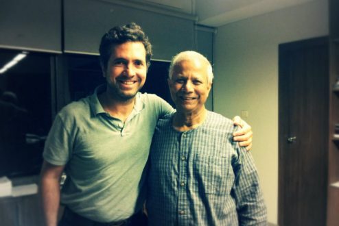 Rogério e Yunus, empreendedor e prêmio Nobel: parceiros no braço brasileiro da organização global de negócios sociais.