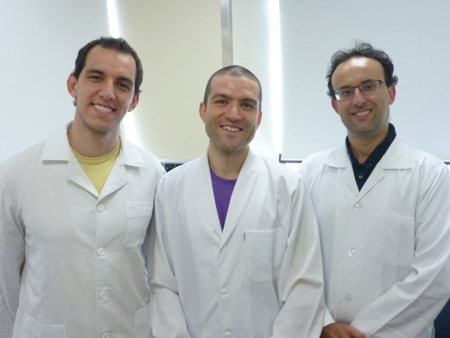 Marcos Valadares, Diogo Biagi e Alexandre Pereira, os três sócios da Pluricell Biotech.