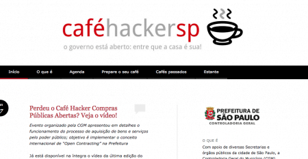 Trecho da tela do Café Hacker, desenvolvido pelo Núcleo Digital, no qual a Prefeitura de São Paulo convida as pessoas a "hackearem" a gestão.