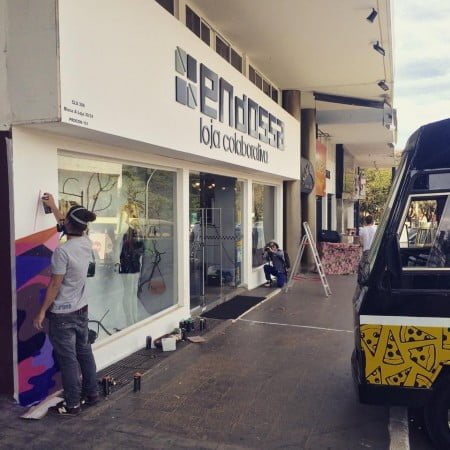 Fachada da Endossa em Brasília, no momento em que recebia uma intervenção artística.