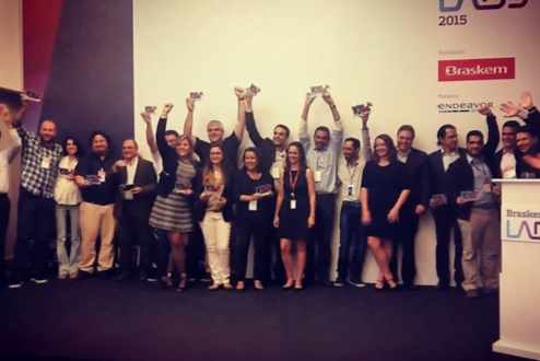Acima, um registro dos vencedores do primeiro programa de Venture Capital da Braskem, o Braskem Labs.
