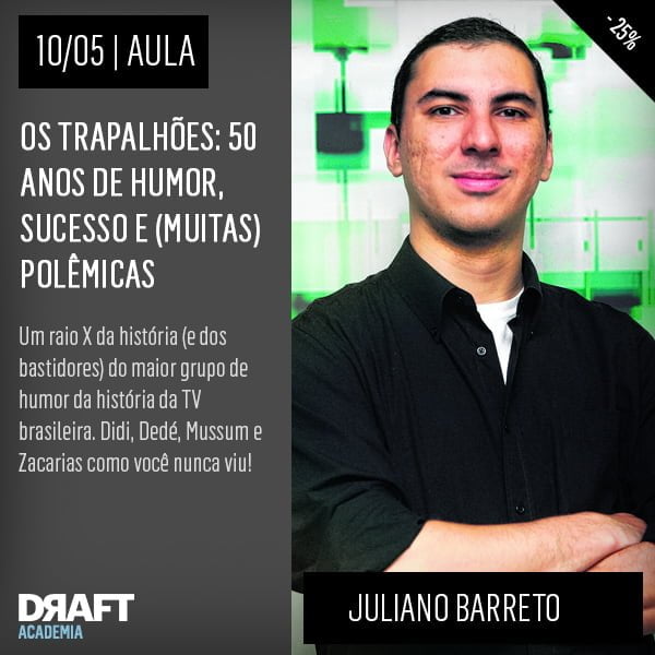 Juliano Barreto, biógrafo do Mussum, vai contar tudo sobre os Trapalhões. Inscreva-se!