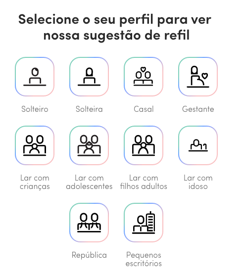 Na plataforma há listas pré-prontas de "refil" para o cliente escolher. A ideia é comprar só o que é de fato necessário.