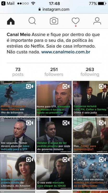 No Instagram, as notícias do dia em menos de meio minuto: o desafio de chegar a leitores que não leem. 