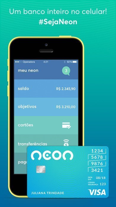 O Neon não tem taxa de manutenção de conta. O pacote de serviços é simples e atrai um público jovem.