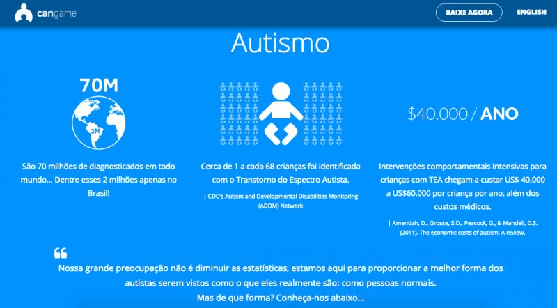 O Cangame, principal produto da startup, é um pacote de serviços customizados para autistas 