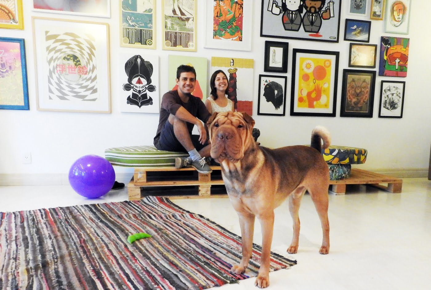 Miguel e Júlia (na foto, com Jung, um Shar-pei que não desgruda) querem ver Brasília com menos rótulos e mais criativa (foto: Luís Tajes).