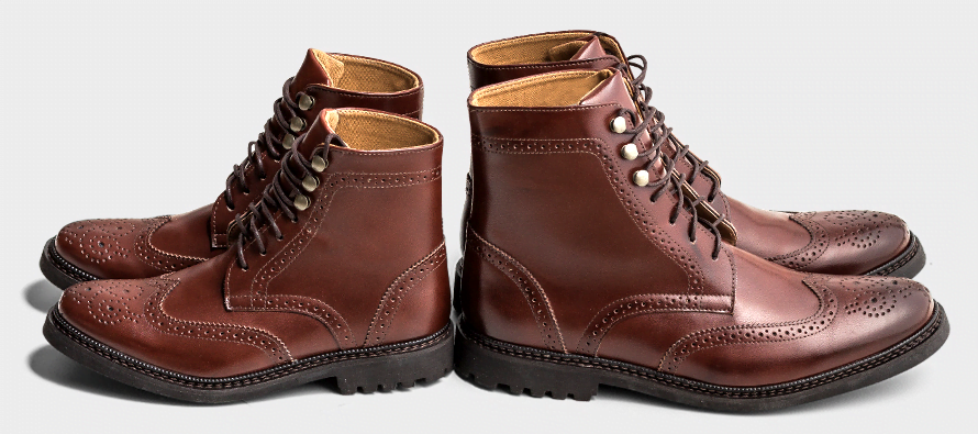 A bota Wingtip é um dos destaques da marca, que vende via e-commerce para o Brasil e também fora do país.