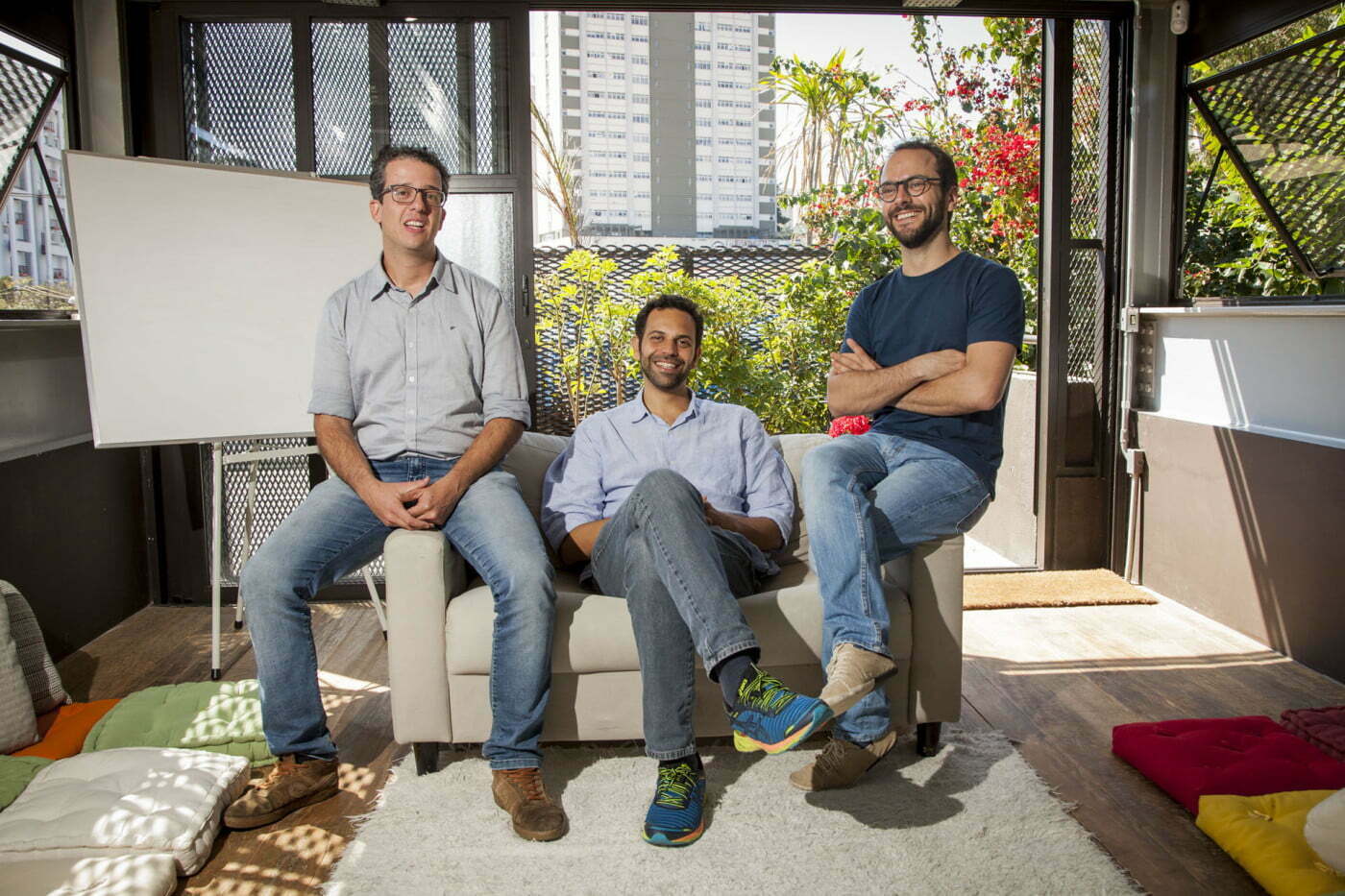 Diogo Vallim, Fernando Assad e Mateus Mendonça, da Giral. Com o tempo, a empresa se moldou a novas exigências do mercado — e ao amadurecimento da relação entre os sócios.