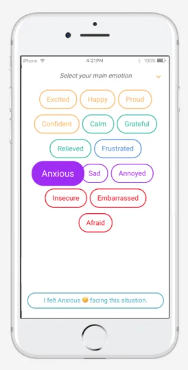 Em inglês, o app é um "emotional health assistant", e as interações gamificadas visam ajudar o usuário a administrar melhor problemas como ansiedade. 