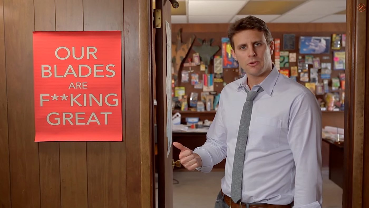 O Dollar Shave Club é um exemplo de empresa americana que utiliza o D2C. Seu vídeo de lançamento ajudou a alavancar a venda de lâminas de barbear por assinatura (Imagem: Divulgação).