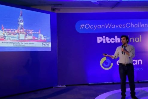 Guilherme, da Delfos, no Pitch Day de Ocyan Waves Challenge 2019