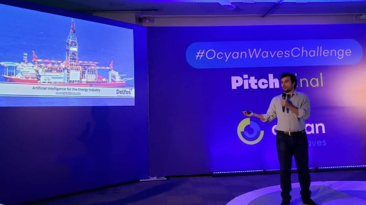 Guilherme, da Delfos, no Pitch Day de Ocyan Waves Challenge 2019